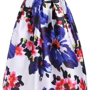 Multi Colored Floral Midi Skirt